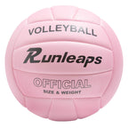 Runleaps Volleyball, Waterproof Indoor Outdoor Volleyball For Beach Game Gym Training (Official Size 5, Pink)