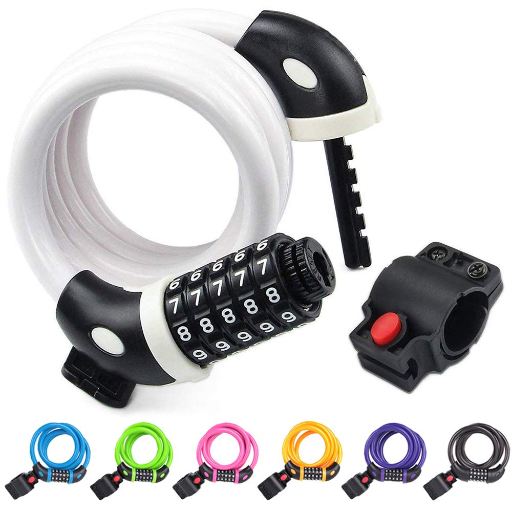 Ndakter Bike Lock, 4 Feet Bike Locks Cable, High Security 5 Digit Resettable Combination Coiling Bicycle Lock, Heavy Duty Anti T