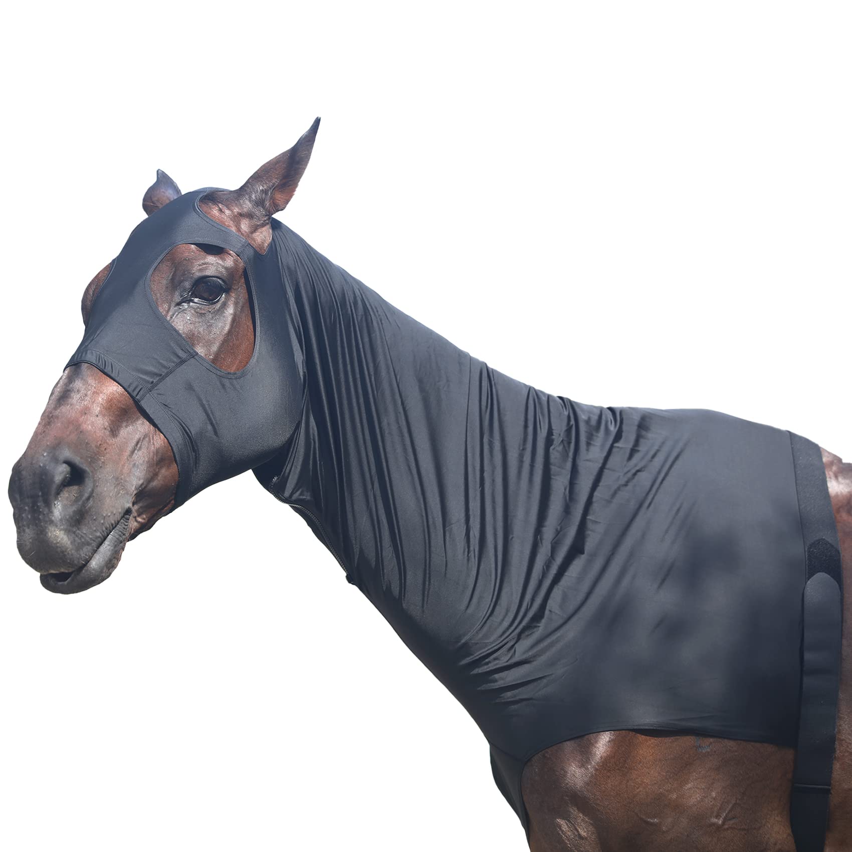 Gallopoff Horse Slinky Hood with Zipper, Stretch Spandex Sleazy Hood for Mane Protection, Breathable Horse Neck Cover for Show P