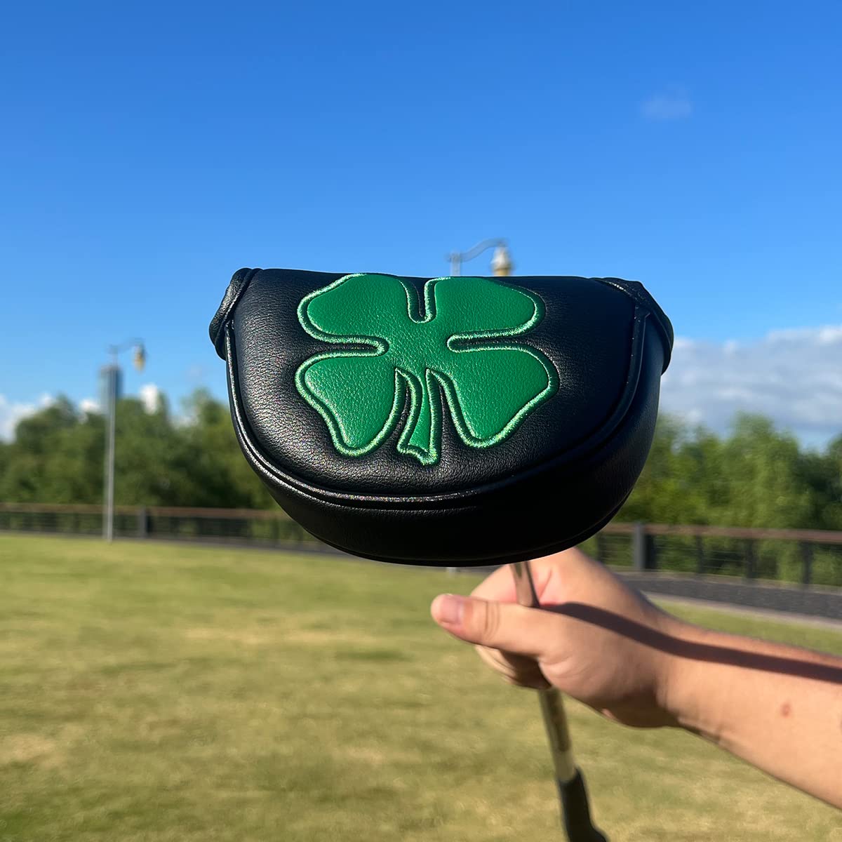 Golf Putter Cover,Putter Headcover Mid Mallet Leather Golf Mallet Putter Cover Golf Club Head Covers With Magnetic For Heel Shaf