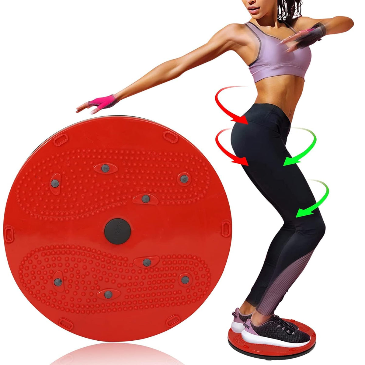 Drumstone (  +  ) Twisting Waist Disc with Adjustable Resistance, Core & Waist Toning Trainer, NonSlip Foot Pads, Compact Port