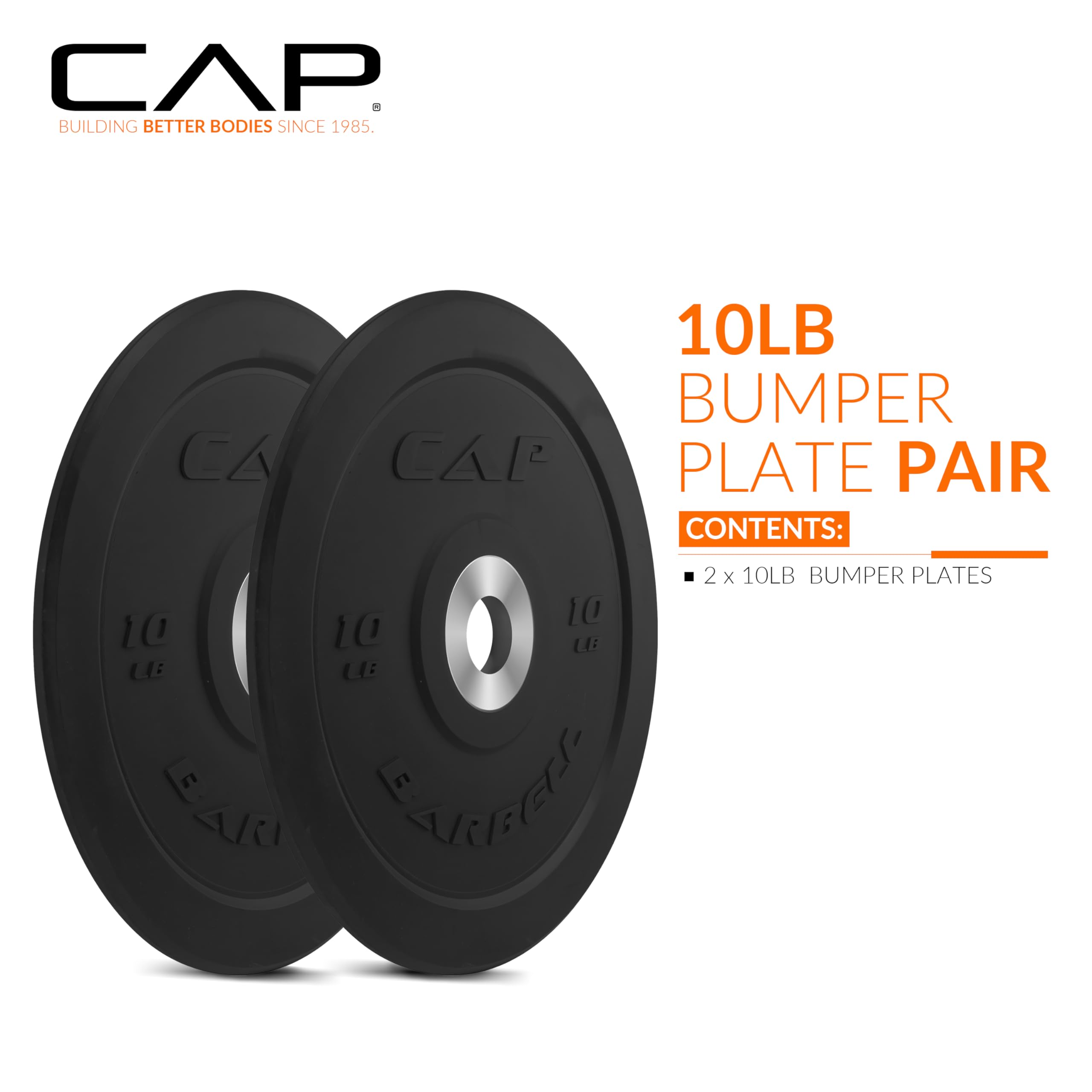 Cap Barbell Best Olympic Bumper Plate Set, Black, 10 Lb Pair