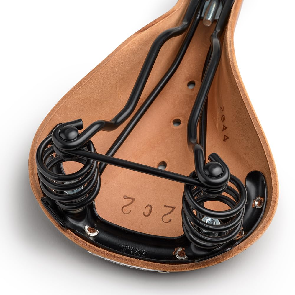 Brooks England Flyer, Touring Leather Handmade Bike Saddle With Suspension Springs, Honey, One Size