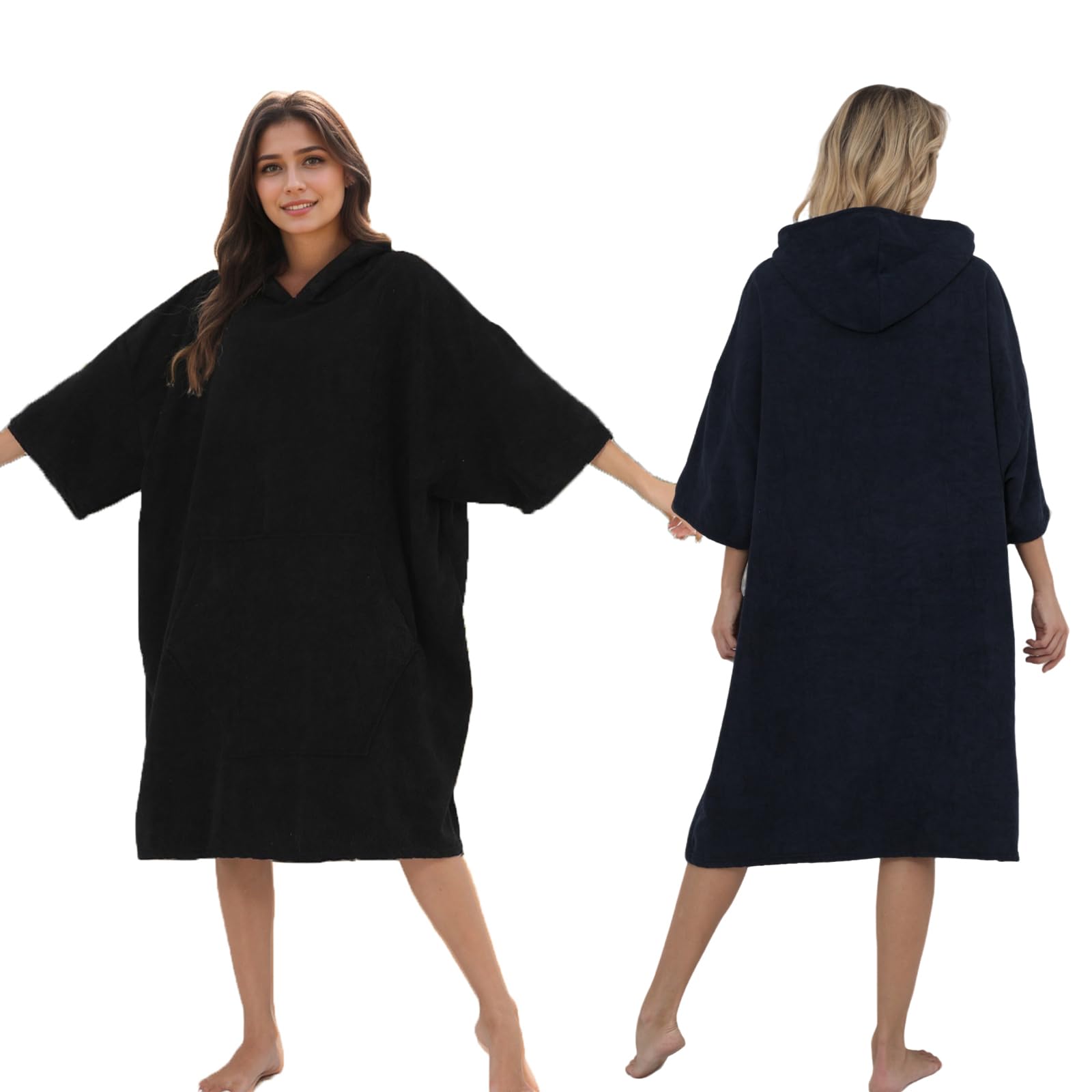 Surf Poncho Hooded Changing Robe For Adults Quick Dry Towel With Pockets Waterproof Wetsuit Changing Towel For Swimming, Beach, 
