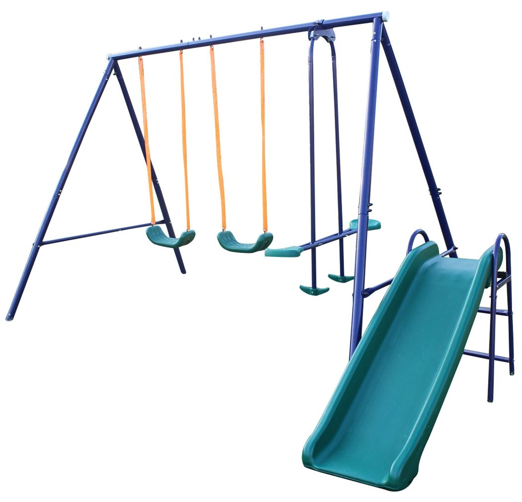 Dithoko Metal Swing Sets for Backyard, 3 in 1 Multifunction Kids Swing Set Outdoor Heavy Duty Extra Large Swing Frame with 2 Adj