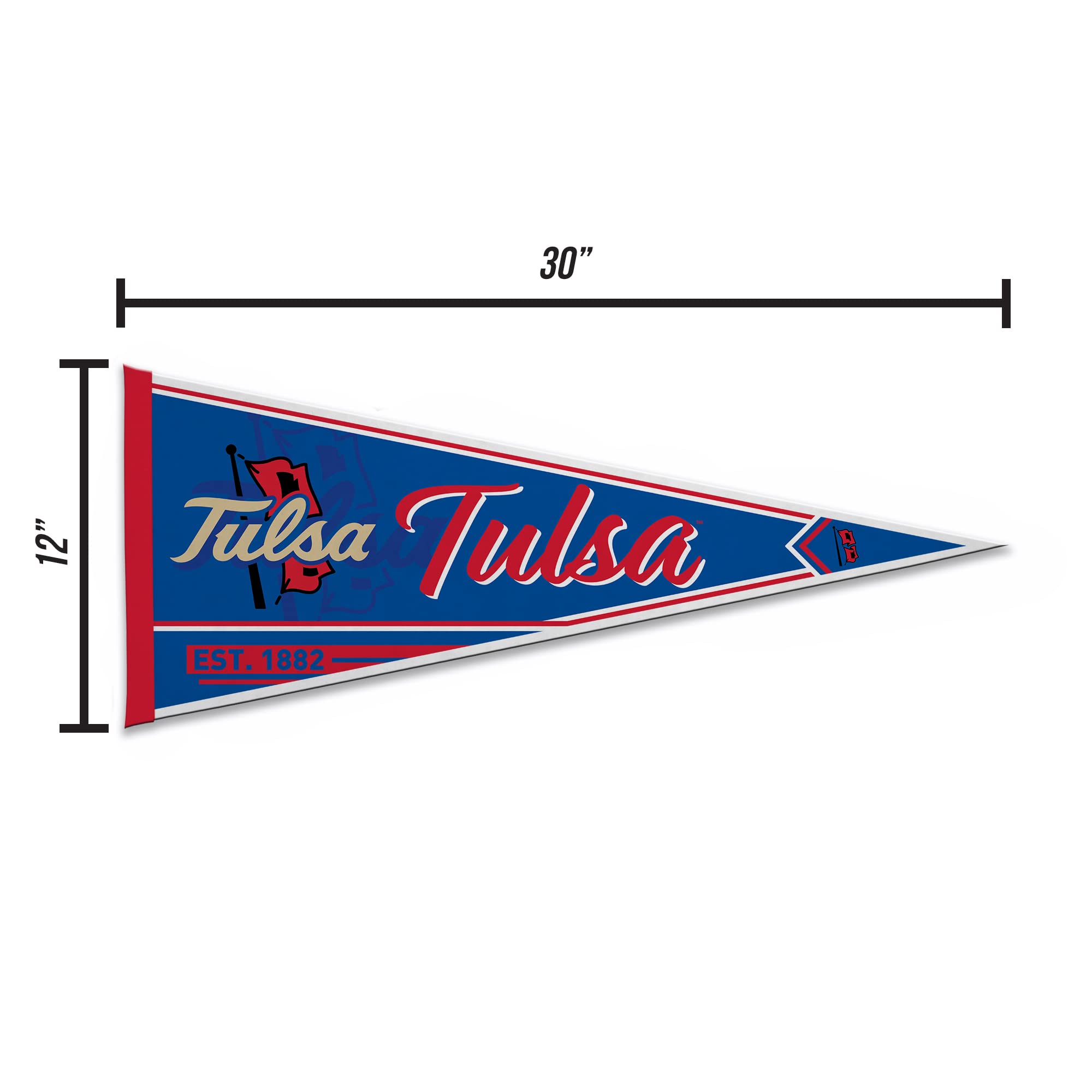 Rico Industries Ncaa Tulsa Golden Hurricane Classic 12'' X 30'' Felt Wall D  Cor Pennant - Great For Home/Bed Room/Man Cave D  C