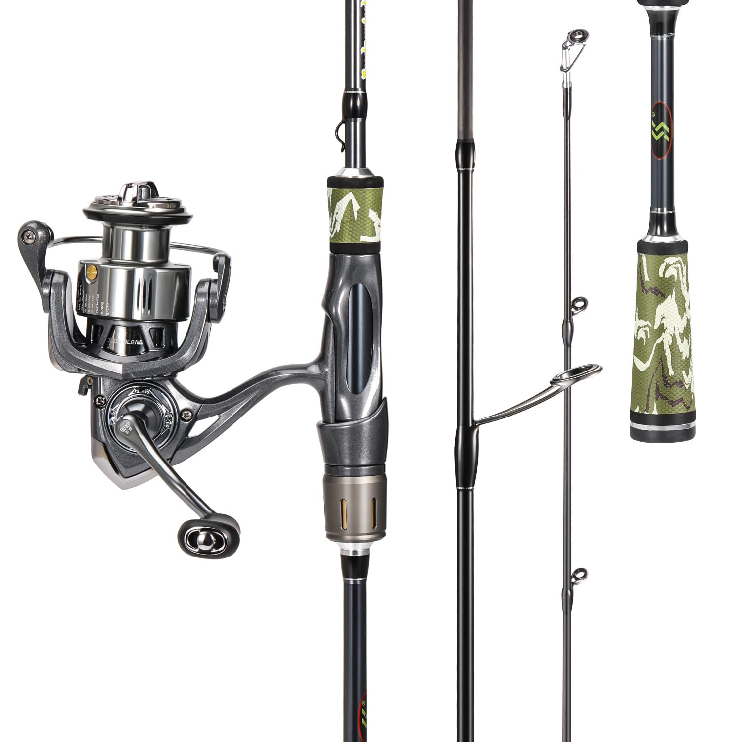 Sougayilang BD 2-Piece Spinning Fishing Rod and Reel Combo,Split-Grip Golf Handle,33 Ton Carbon Fiber,Light and Smooth Spinning 