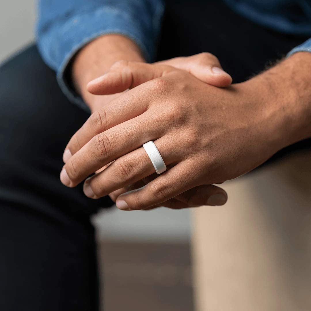 Enso Rings Bevel Classic Silicone Wedding Ring - Hypoallergenic Unisex Wedding Band - Comfortable Band For Active Lifestyle - 8M