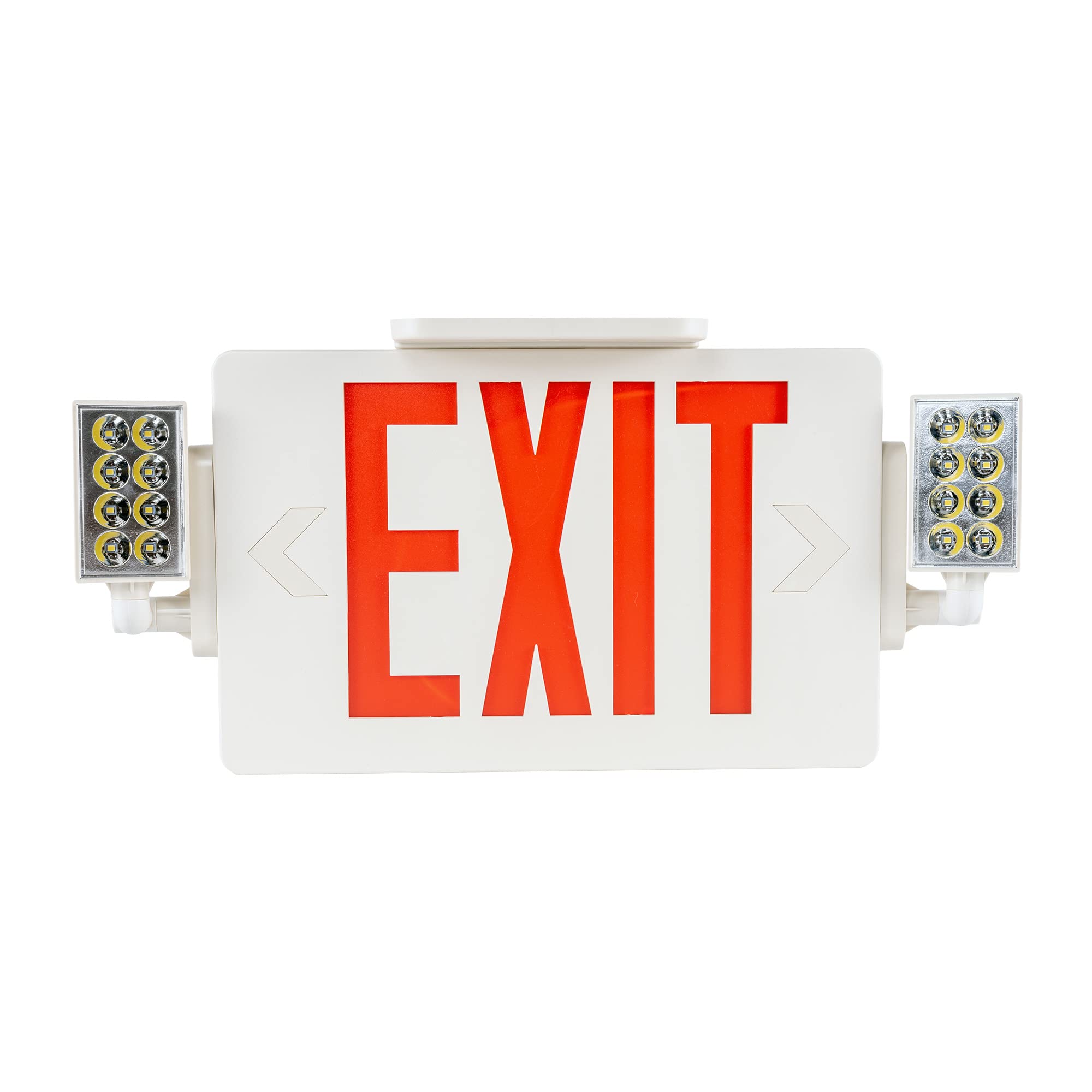 Gruenlich Led Combo Emergency Exit Sign With 2 Adjustable Head Lights And Double Face, Back Up Batteries- Us Standard Red Letter
