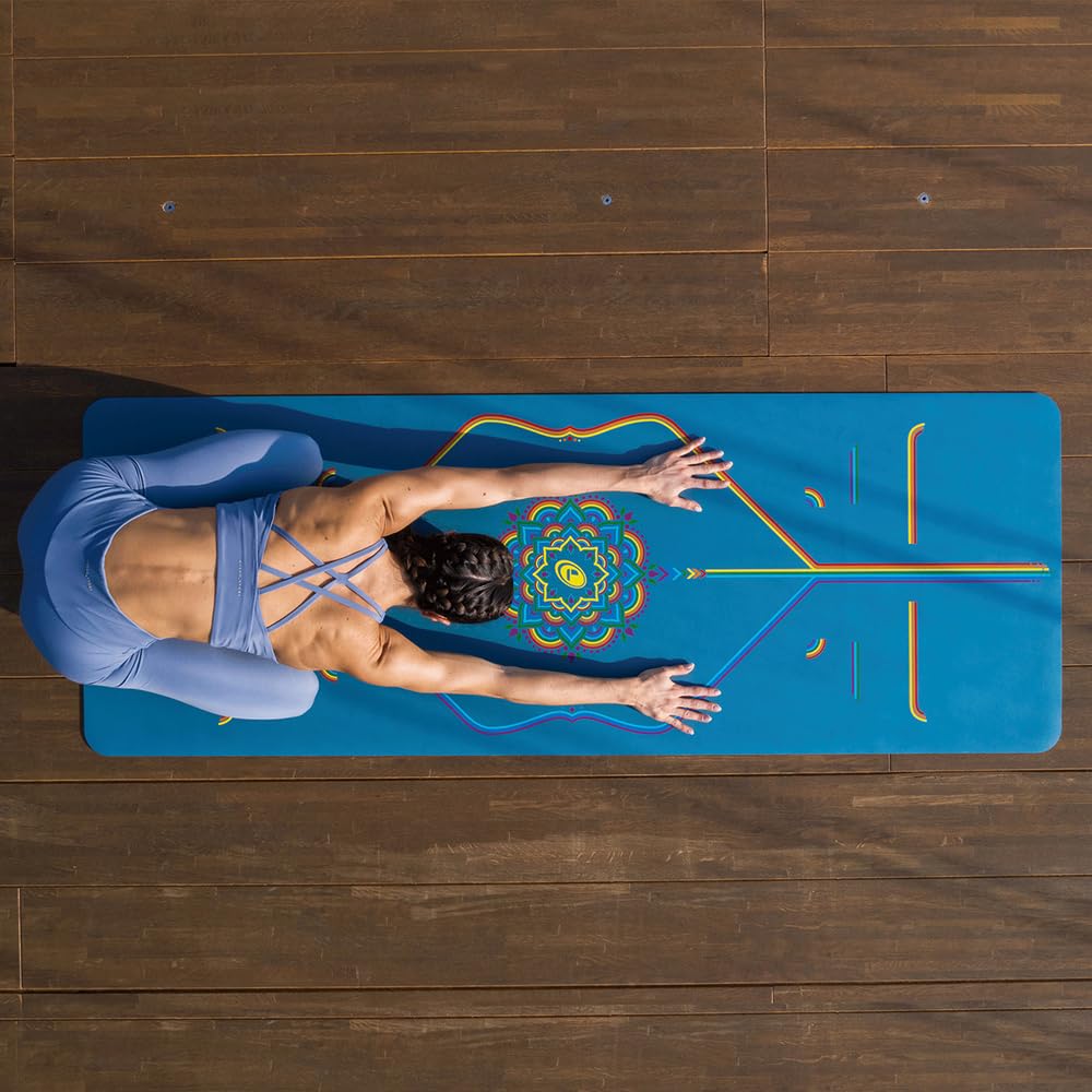 Liforme Printed Yoga Mat - Free Yoga Bag, Patented Alignment System, Warrior-Like Grip, Non-Slip, Eco-Friendly, Biodegradable, S
