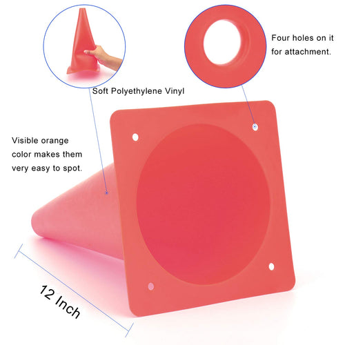 12 Inch Red Traffic Training Cones, Plastic Safety Parking Cones, Agility Field Marker Cones For Soccer Basketball Football Dril