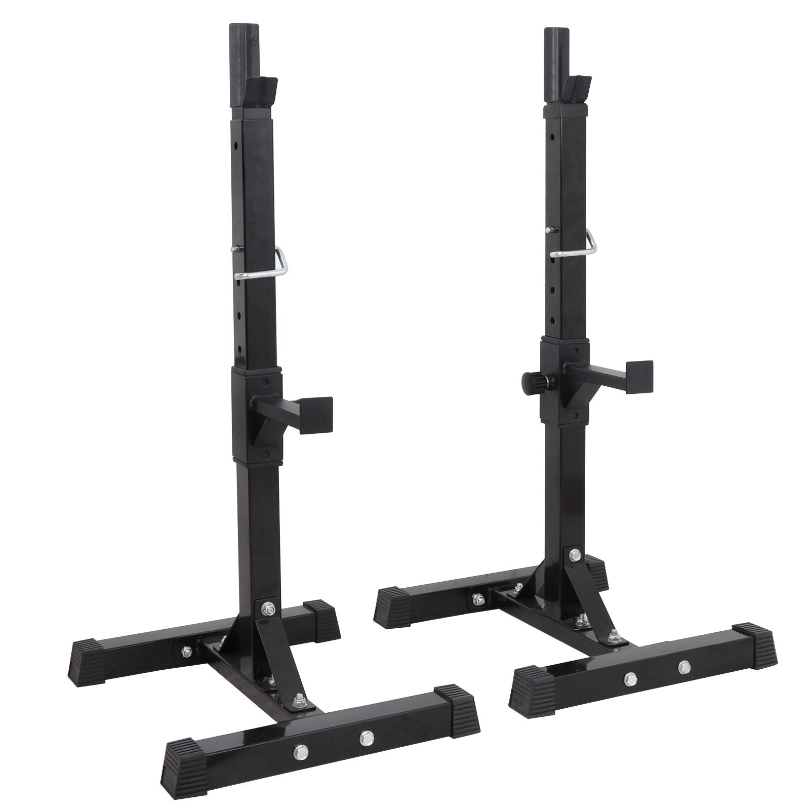 F2C Max Load 550Lbs Pair Of Adjustable 40''-66'' Squat Rack Sturdy Steel Squat Barbell Free Bench Press Stands Gym/Home Gym Port