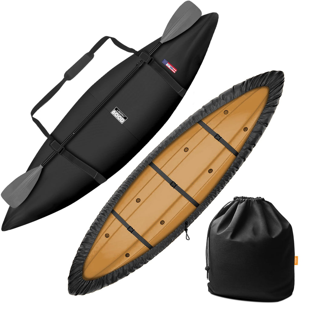Libzaki 10.8-12Ft 600D Kayak Cover Accessories/Canoe Cover,High-Performance Fabric Upgraded Thickened Heavy Duty Waterproof & Uv