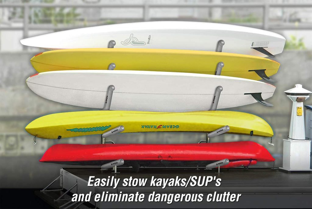 Magma Products, R10-1001 Storage Rack System Base Frame Kayak/Sup Dock Mounted, Polished Stainless Steel