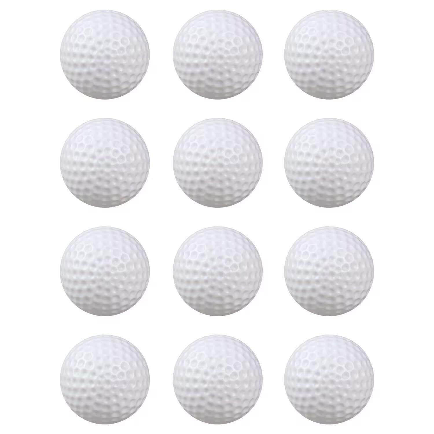 Xwejek White Hollow Practice Golf Balls Plastic 12Pcs,42mm Plastic Golf Training Balls Airflow Limited Flight Golf Balls for Swi