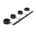 Heavy Duty Stainless Steel Expandable Black Spreader Bar with 4pcs Furry PU Black-Gold Adjustable Straps, Sports Aid Training Fi