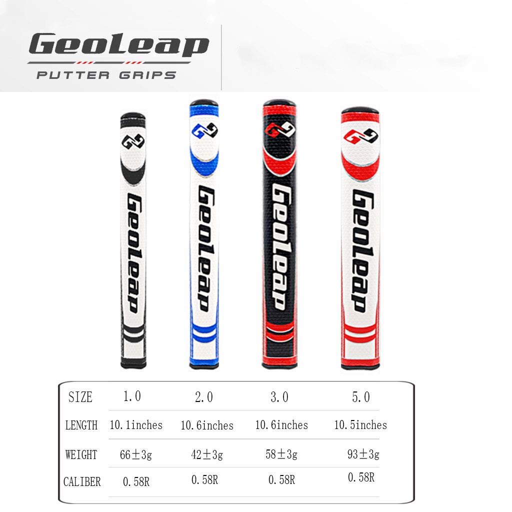 Geoleap Putter Grip- Soft Polyurethane Material,Round Shape, Light Weight Golf Grips,4 Colors And 4 Sizes To Choose.. (Black Red