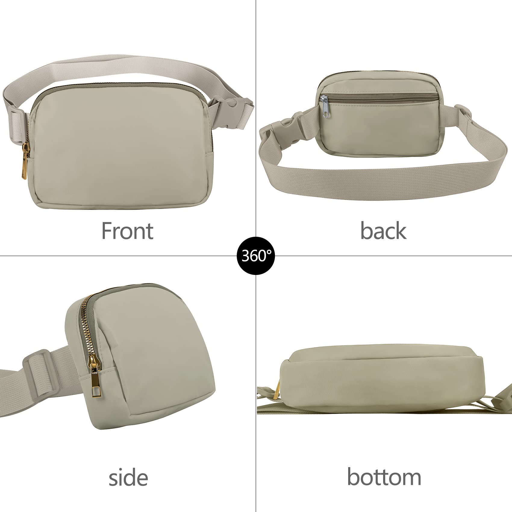 Vorolo Fanny Pack Christmas Gift For Women And Men Crossbody Bag Belt Bag Bum Bag With Adjustable Strap For Sportsblack+Wood Gre