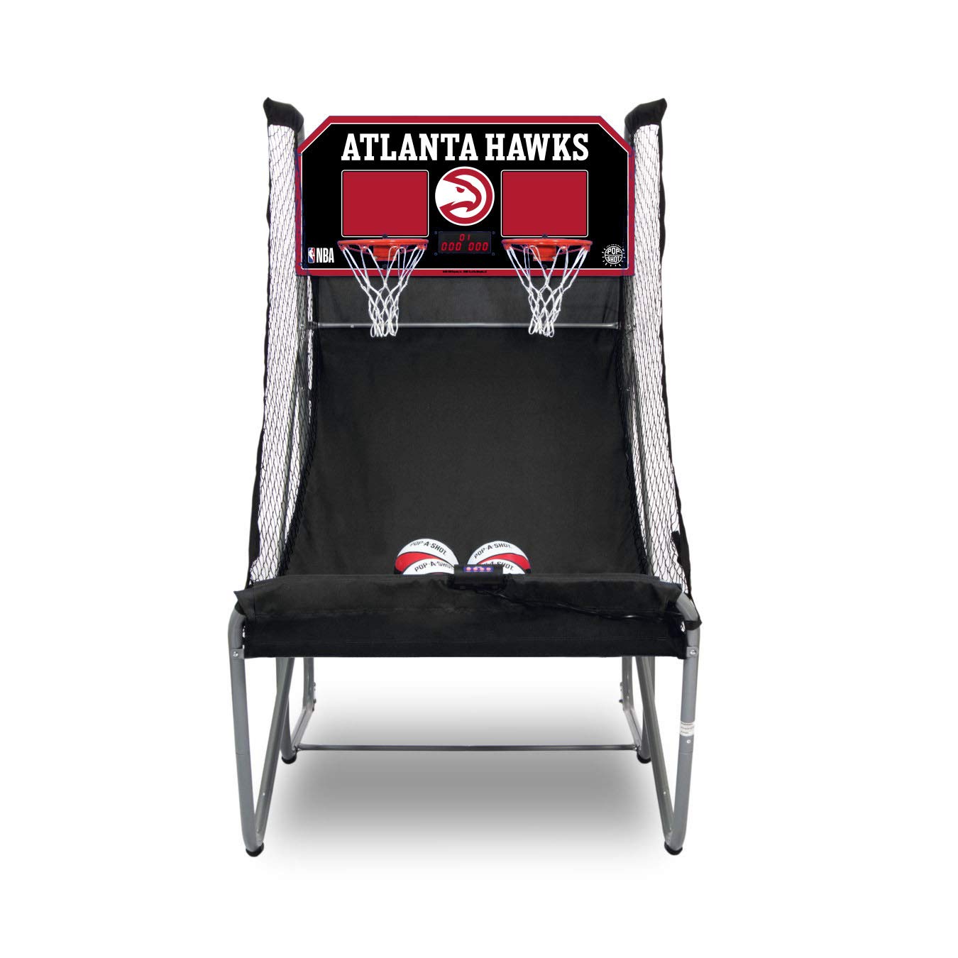 Pop-A-Shot - Home Dual Shot with Atlanta Hawks NBA Graphics l Sensor Scoring l 16 Game Modes l 7 Balls l Foldable Storage l for 