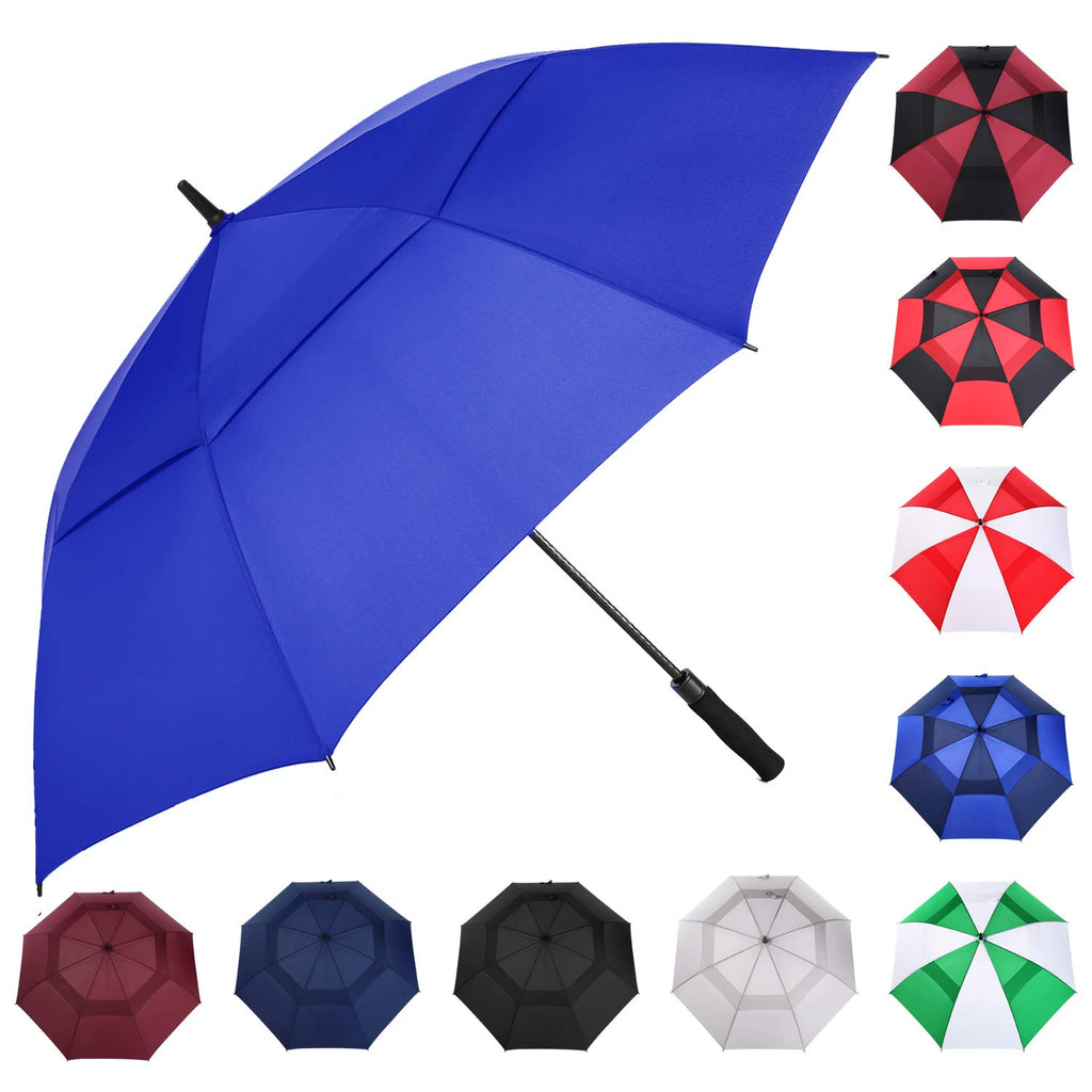 Mrtlloa 68 Inch Automatic Open Royal Blue Golf Umbrella, Extra Large Oversize Double Canopy Vented Windproof Waterproof Stick Um