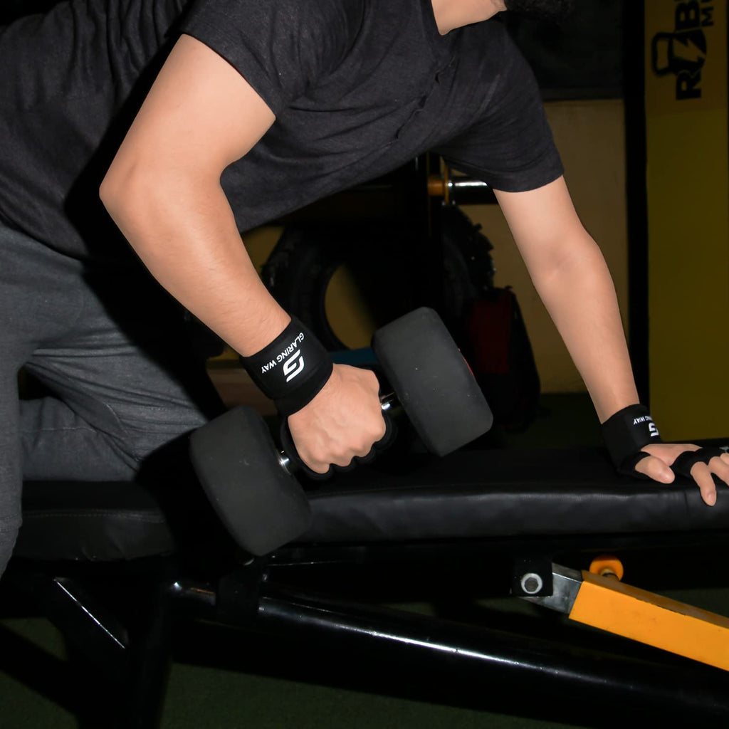 Glaring Way Weight Lifting Gloves With Built-In Wrist Wrap For Exercise, Full Palm Protection And Extra Grip Workout Gloves For