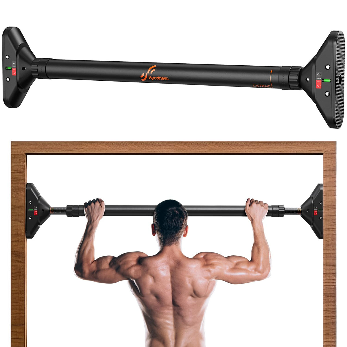 Sportneer Pull Up Bar Doorway Chin Up Bar No Screws Door Frame Chin Up Push Up Sit Up Bar Adjustable 7594cm (29.537) U