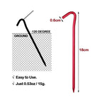 Hikemax 7075 Aluminum Tent Stakes 10 Pack - Ultralight 7 Inch Hook Tent Pegs With Carrying Pouch - Made For Camping Trip, Hiking