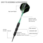 Sanfeng Professional Soft Tip Darts Set 20 Grams W/ 50 O-Rings- 30 Darts Plastic Tip + Green Aluminum Shafts + 6 Standard Flight
