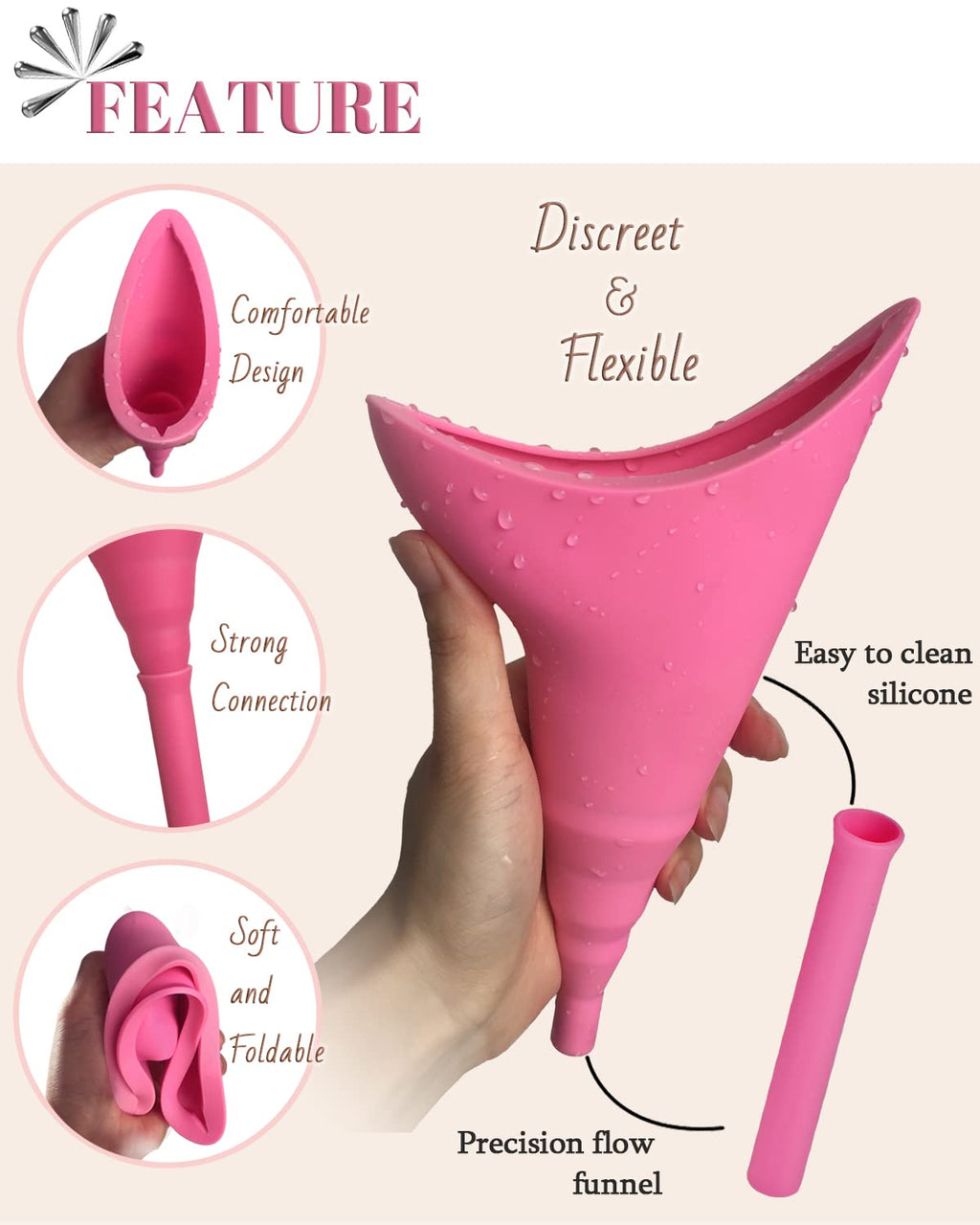 Abxlniu Female Urination Device, Female Urinals Portable Pee Funnel For Women With Tube, Women Pee Cup Reusable For Car Camping,