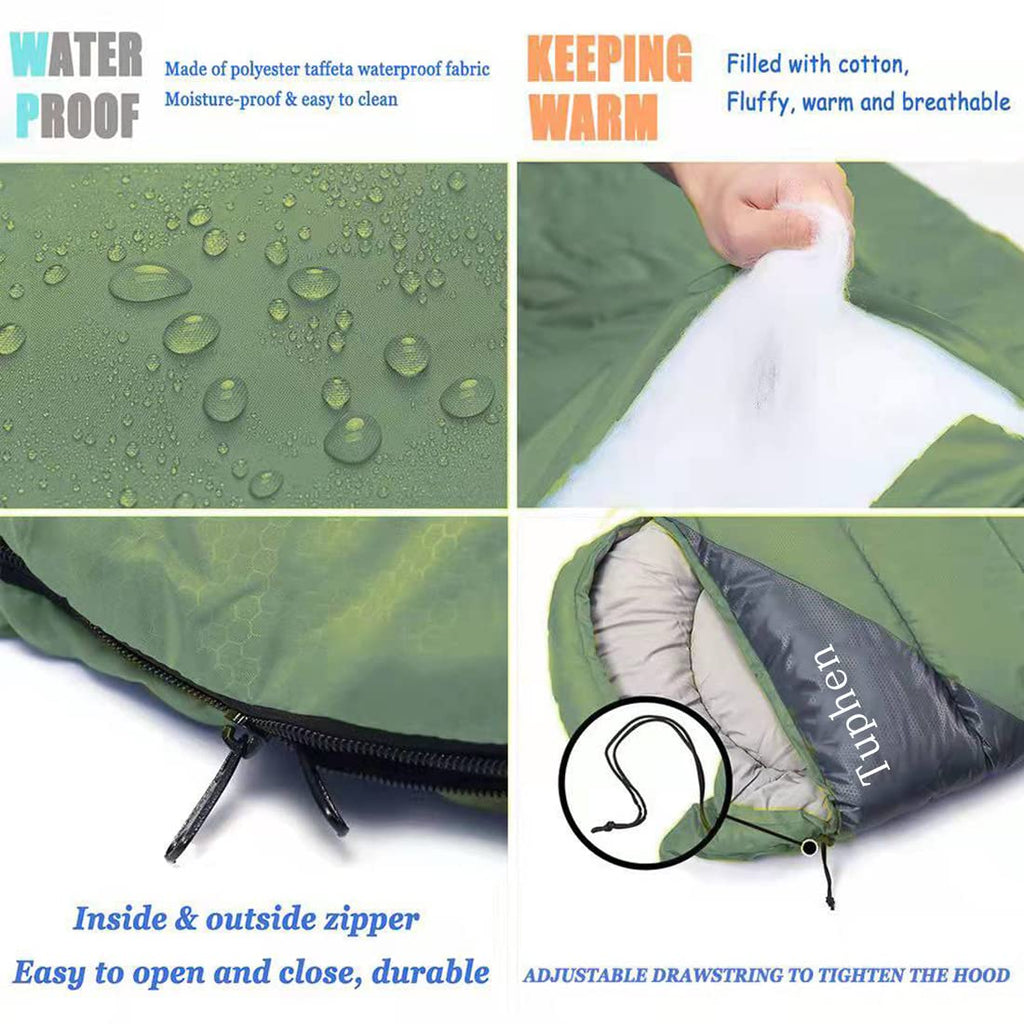 Tuphen- Sleeping Bags For Adults Kids Boys Girls Backpacking Hiking Camping Liner, Cold Warm Weather 4 Seasons Winter, Fall, Spr