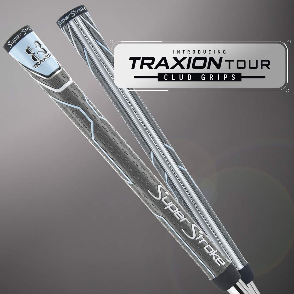 Superstroke Traxion Tour Golf Club Grip, Tiff/White/Gray (Undersize) | Advanced Surface Texture That Improves Feedback And Tack
