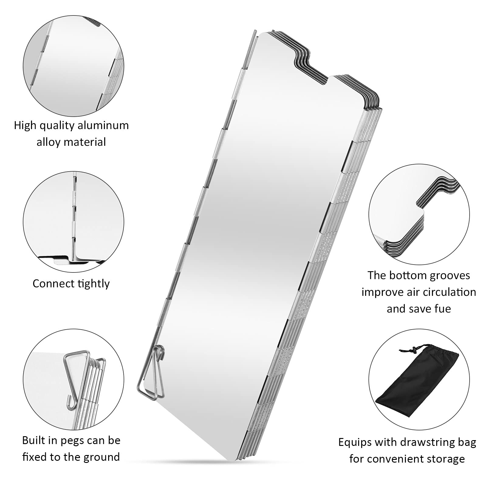 Folding Camping Stove Windscreen 12 Plates Aluminum Camping Stove Windshield With Carrying Bag Portable Camp Stove Wind Screen O