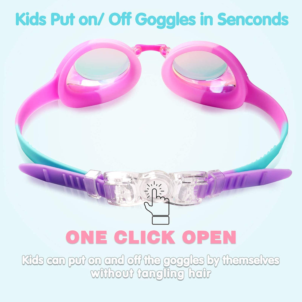 Keary 2 Pack Kids Swim Goggles Swimming Goggles For Toddler Children Girls Boys Youth, Anti-Fog Waterproof Anti-Uv Clear Vision