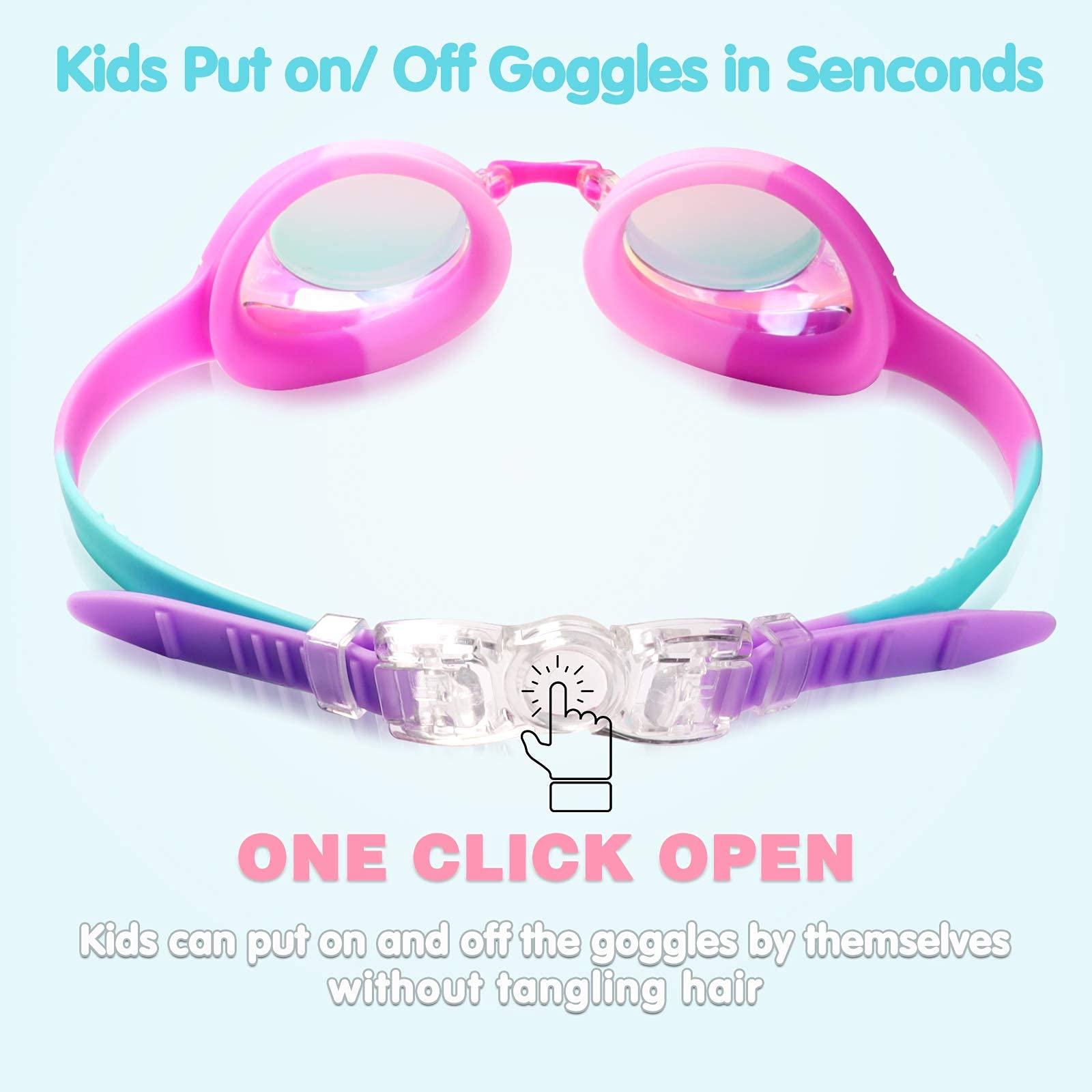 Keary 2 Pack Kids Swim Goggles Swimming Goggles For Toddler Children Girls Boys Youth, Anti-Fog Waterproof Anti-Uv Clear Vision