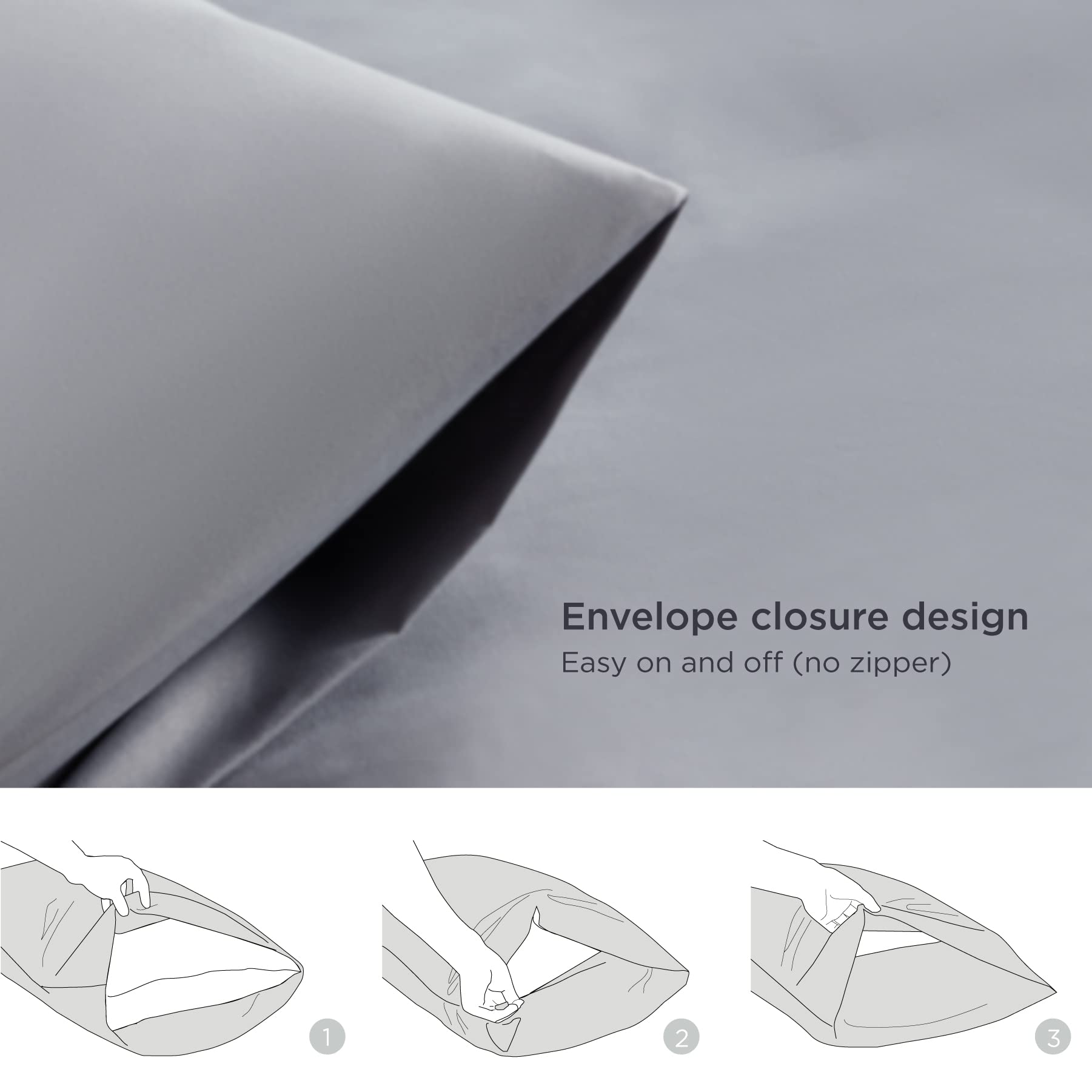 Bedsure Queen Pillowcases Set Of 2 - Silver Grey Pillow Cases Queen Size 2 Pack 20 X 30 Inches, Brushed Microfiber, Pillow Case