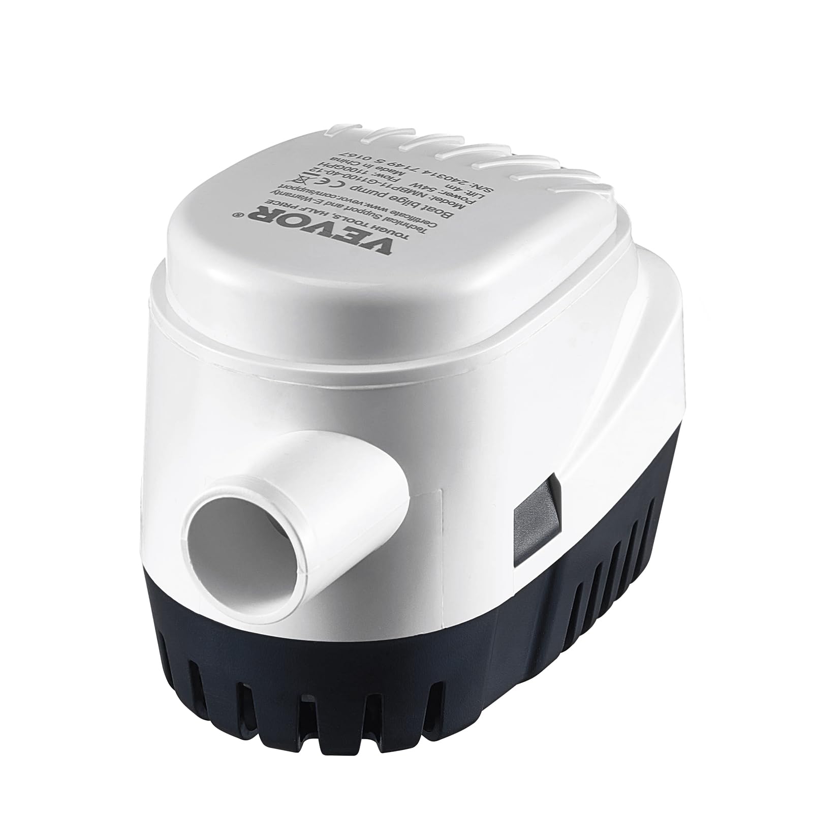 Vevor Bilge Pump, 1100Gph 12V Automatic Submersible Boat Bilge Water Pump With Float Switch, 1.1'' Outlet Diameter, Small Boat B
