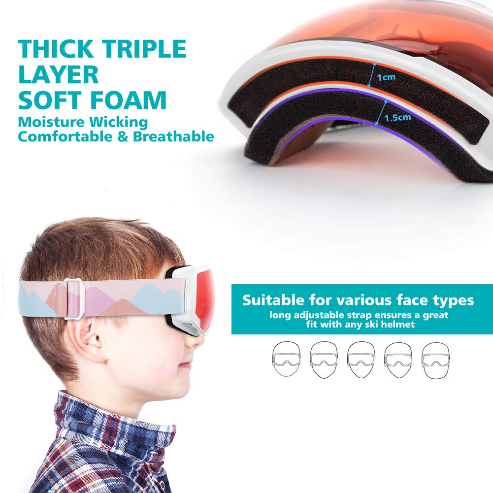 OutdoorMaster Kids Ski Goggles, Snowboard Goggles - Youth Snow Goggles - Halo