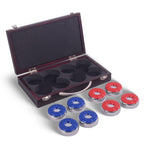 Hathaway Shuffleboard Pucks With Case (Set Of 8), Dark Cherry Finish