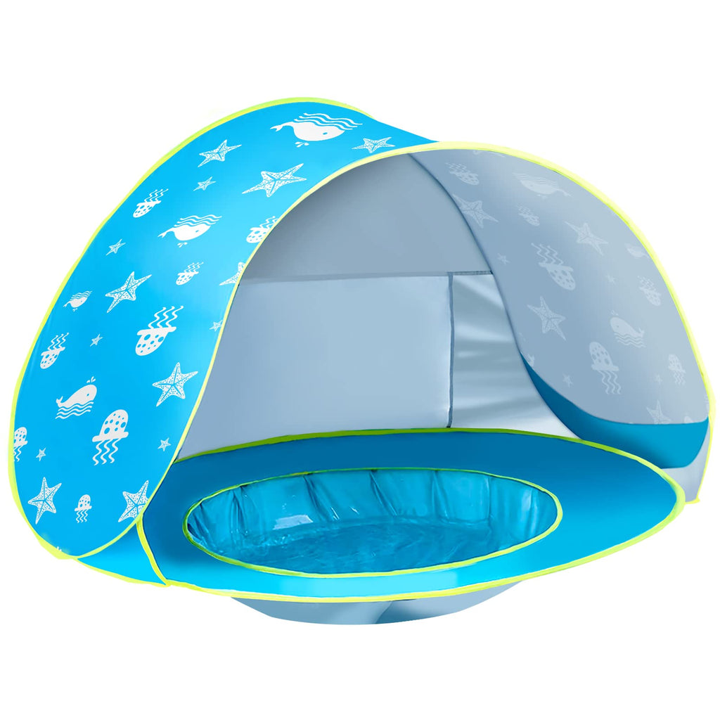 Geerwest Beach Tent Toddlers Pool Tents Pop Up Portable Toys Sun Shelter Uv Protection Shade For Infant With Carry Bag (Blue)