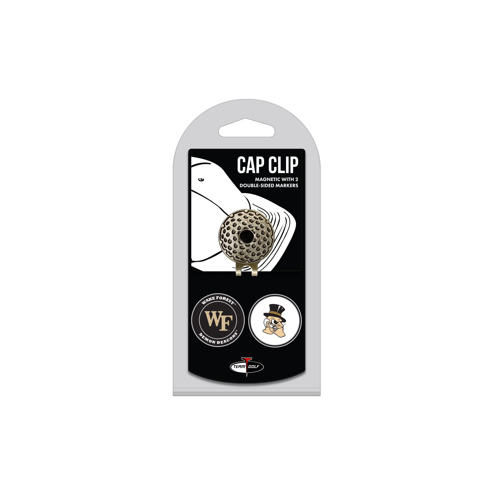 Team Golf NCAA Wake Forest Demon Deacons Cap Clip With 2 Golf Ball Markers Golf Cap Clip with 2 Removable Double-Sided Enamel Ma