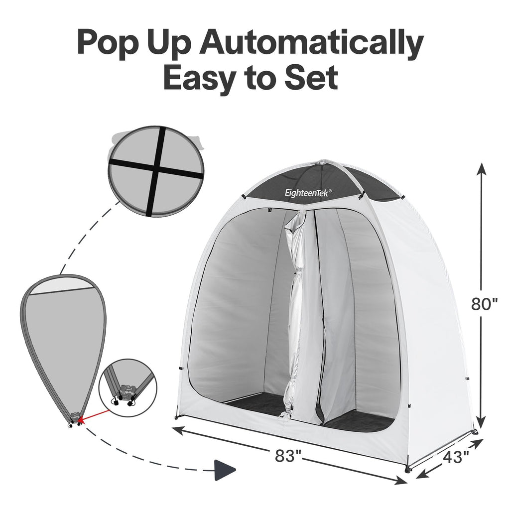EighteenTek Shower Tent Changing Room 2 Rooms Outdoor Pop Up Camping Portable Privacy Dressing Shelter 83x43x80H