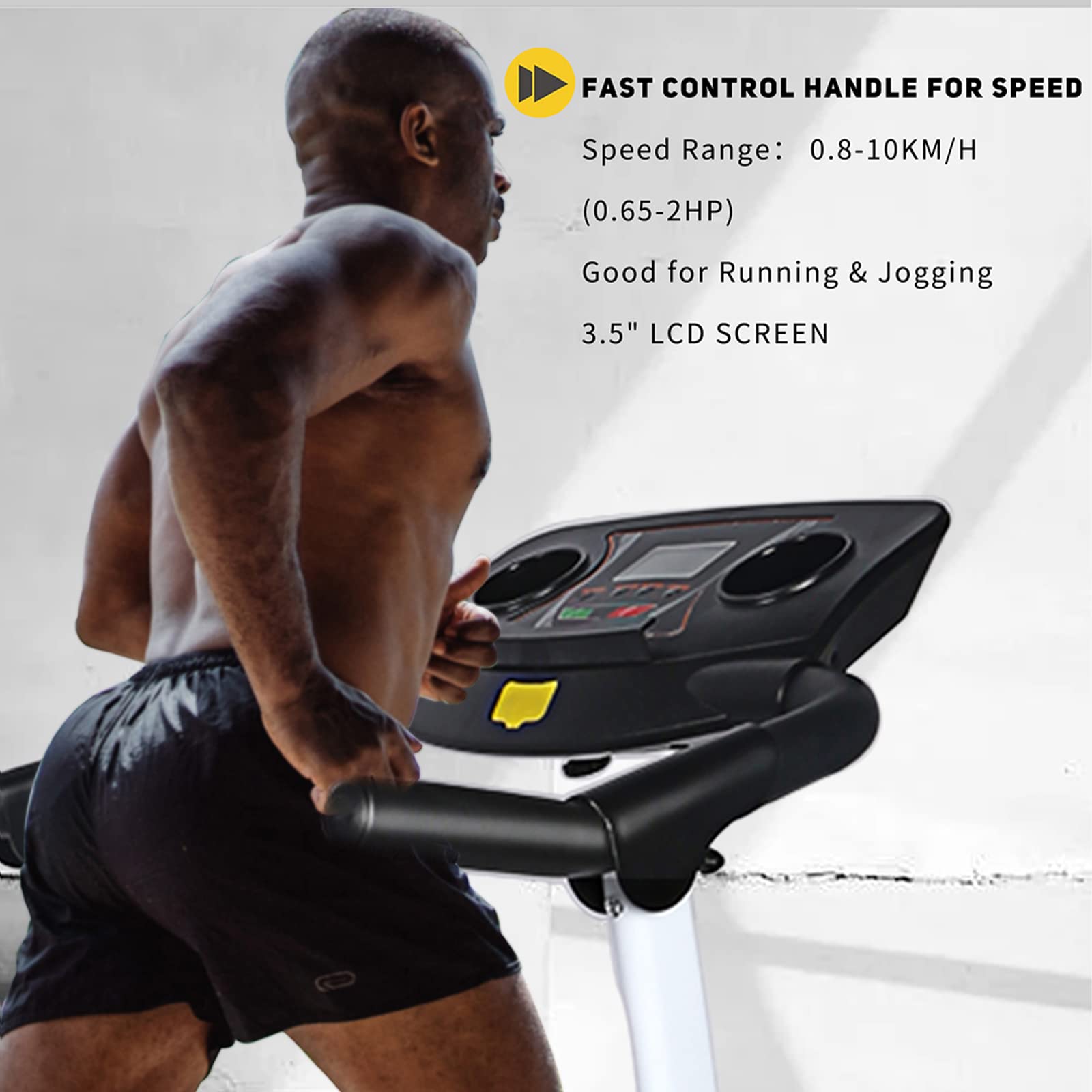Yssoa High Performance Folding Treadmill, Workout Running Machine With Lcd Display And Phone Slot, Compact Treadmill For Fitness