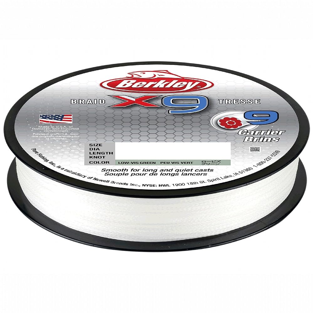 Berkley X9 Braid Superline, Crystal, 10Lb Test | 27 Lbc | 12.1Kg, 2188Yd | 2000M Fishing Line, Suitable For Freshwater And Saltw