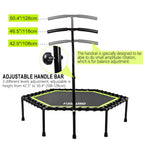 Onetwofit 48'' Silent Mini Trampoline With Adjustable Handle Bar Fitness Trampoline Bungee Rebounder Jumping Cardio Trainer Work