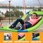 Giant 700Lb 60 Inch Saucer Tree Swing For Kids Adults - Green Weight Capacity Durable Steel Frame Waterproof Adjustable Ropes Ea