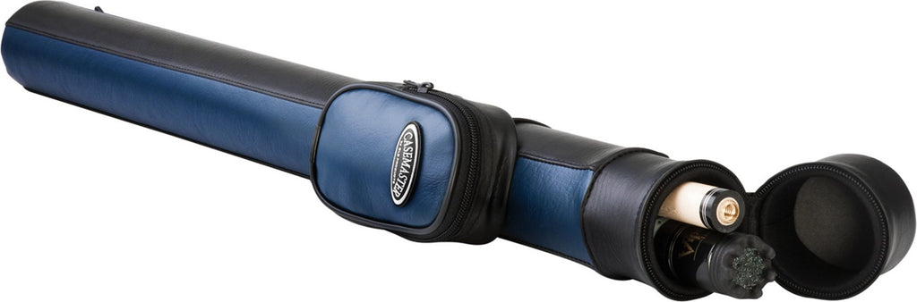 Casemaster Q-Vault Supreme Billiard/Pool Cue Hard Case, Holds 1 Complete 2-Piece Cue (1 Butt/1 Shaft), Blue