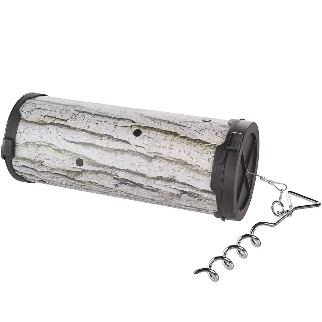 American Hunter 30 Lb Swine Log Feeder | Hunting Versatile Durable Rolling Camo Hog Game Feeder With Auger Ground Screw