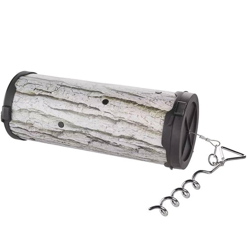 American Hunter 30 Lb Swine Log Feeder | Hunting Versatile Durable Rolling Camo Hog Game Feeder With Auger Ground Screw