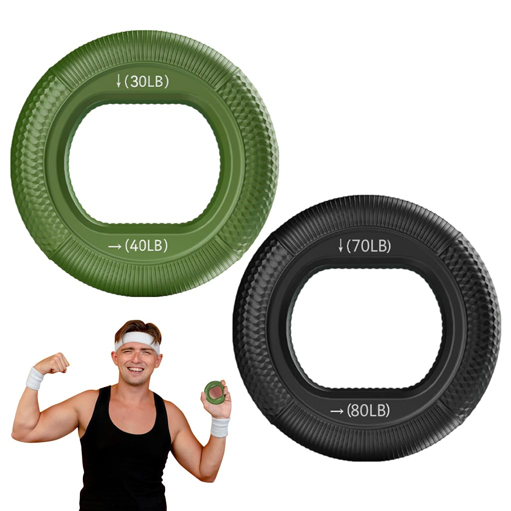 Proberos 2Pcs Ring Resistance Strength Trainer, Silicone Hand Grip Strengthener Rings, Exerciser Muscle Power Exerciser Finger,