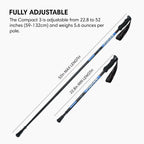 Fizan Compact 3 Trekking Poles - 5.6 oz Ultralight, Backpacking, Thru Hiking Poles, Adjustable, Collapsible, Customized Fit, EVA